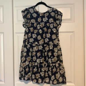 Navy Blue Floral Dress